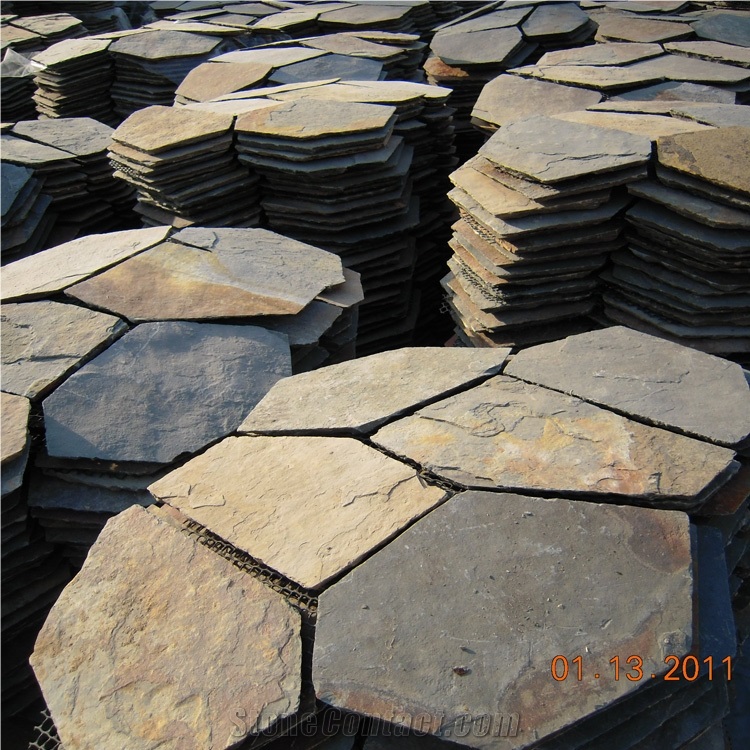 Smc-R045 Natural S1120 Rusty Slate Flagstone Pattern/Crazing Paving Stone/Irregular Mesh Paver