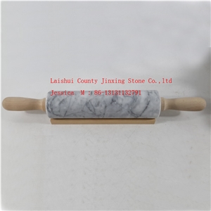 Stone Rolling Pin with Wooden Handles and Cradle