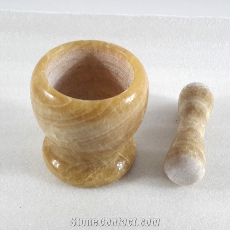 Topaz Marble Pestle and Mortar /The Topaz Marble Pestle with Pestle Yellow Jade Marble Mortar & Pestle, Stone Kitchenware, Marble Cooking Tool
