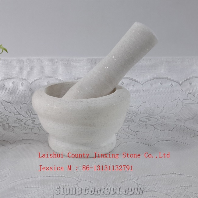 White Marble Mortar /Stone Mortar with Pestle