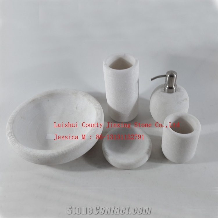 Whtie Marble Bathroom Accessory Set /White Marble Tumbler /White Marble Soap Dish /White Marble Soap Dispenser /White Marble Toilet Brush Holder /Whtie Marble Toothbrush Holder