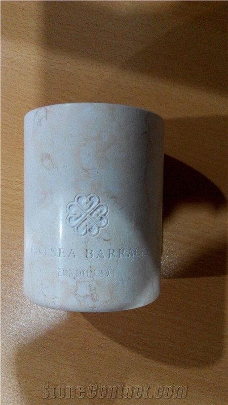 Beige Eygiptian Marble Carved Small Vases