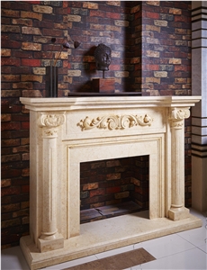 Beige Marble Fireplace/Beige Marble Fireplace