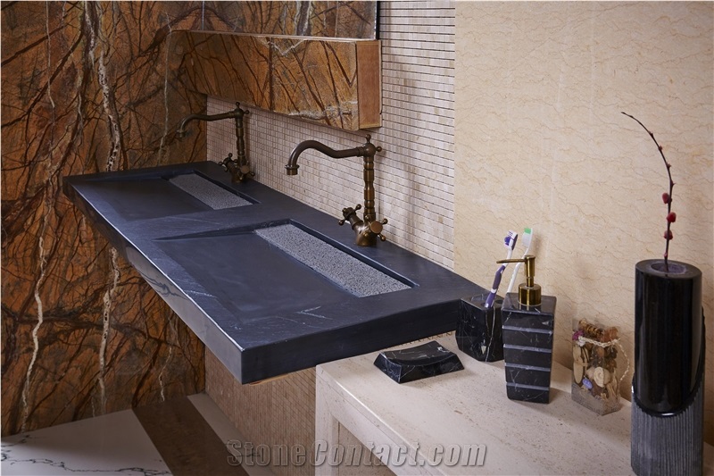 Black Granite Bath Top and Wash Basin/ Black Granite Top and Bathroom Sink/ Black Granite Bathroom Countertop and Sink/ washbasin/ bathroomsink/ countertop