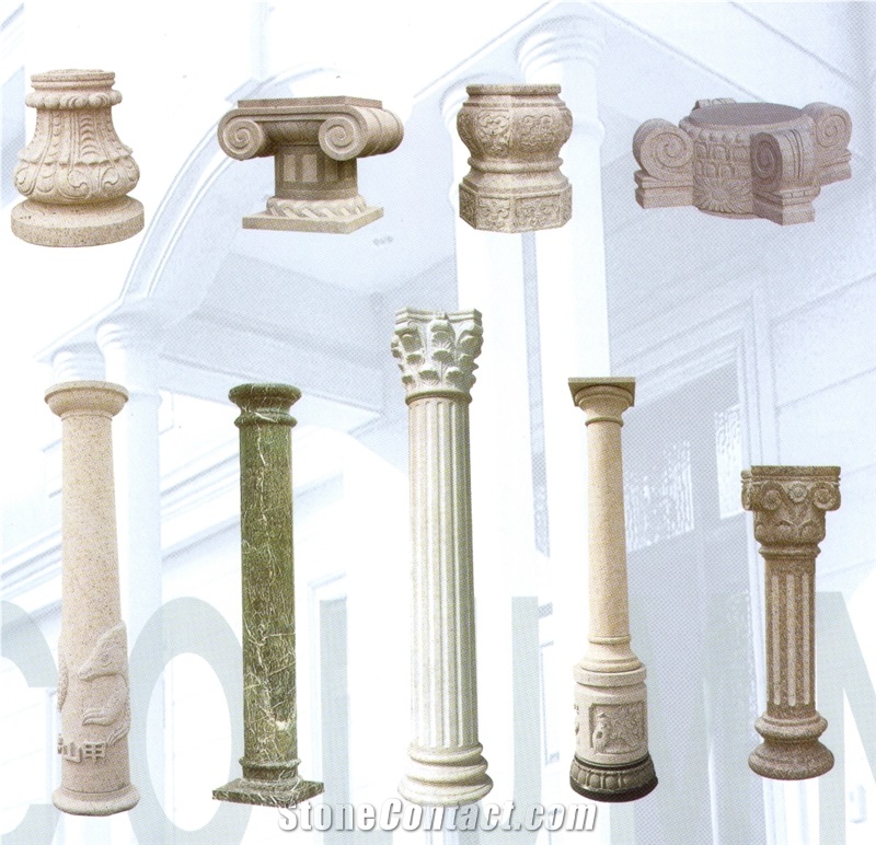China Grey Granite Sculptured Roman Architectual Column