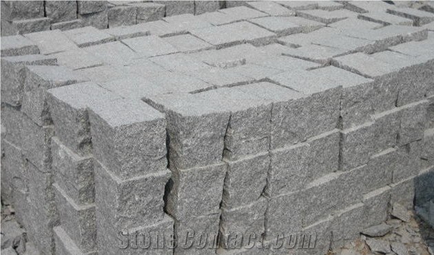 G341 China Light Grey White Granite Paving Sets Cube Stone Paver