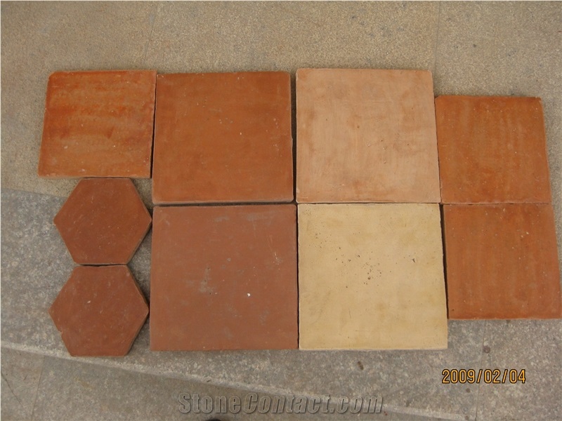 Manmade Terracotta Brown Red Yellow Hexagonal Sqaure Polish Glaze Tile