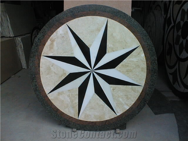 Round Square Mosaic Marble Waterjet Floor Pattern Medallion