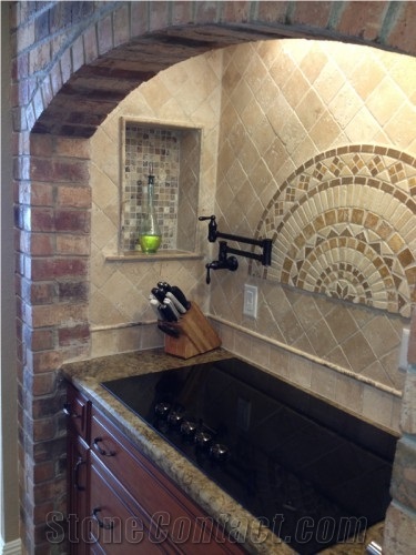 Yellow Granite Kitchen Renovation, Tabletops, Wall