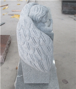 Super Gray Angel Standing on the Base G603 Granite Monument & Tombstone