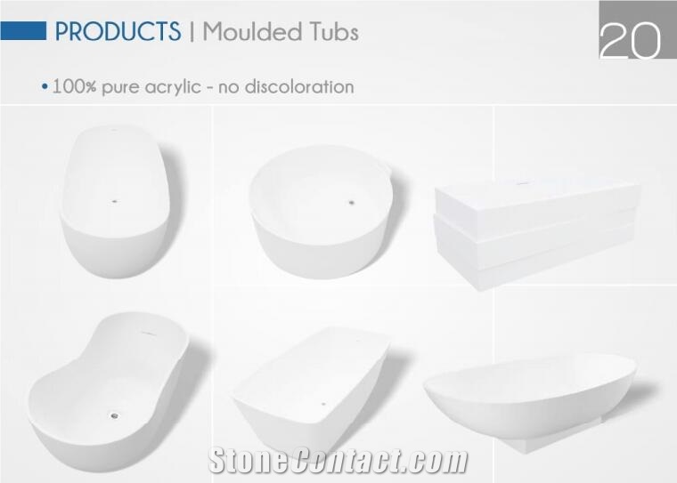100% Pure Acrylic Solid Surface Discoloration Moulded Bathtub
