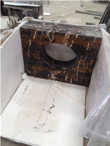 Black Golden Flower Marble Bath Tops, Natural Stone Bathroom Countertops