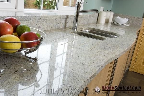 High Quality Kashmir White Bench Tops/India White Granite Island Tops/Natural Stone Kitchen Desk Tops