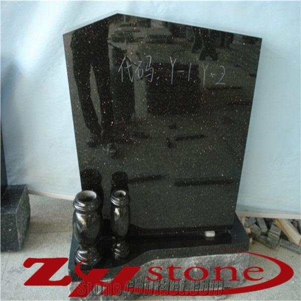 Black Galaxy Star Granite Tombstone & Monument Design, Cross Tombstones, Single Headstones
