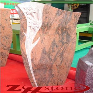 Indian Rosso Multicolor , Indian Red Single Tombstone & Monument Design , Western Style Tombstones & Monuments,Headstones