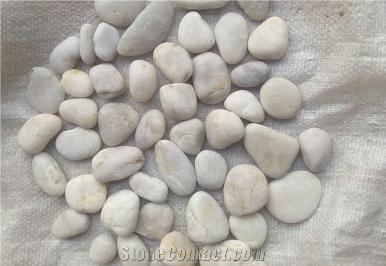 White Landscaping Pebbles, White Polished Modern Driveway Paving Stone, Walkway Cobbles