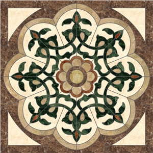 Natural Square Mosaic Marble Waterjet Medallion