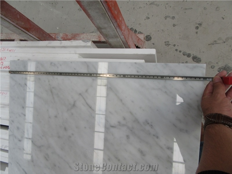 Bianco Carrara White Laminated Marble Porcelain Tile, Marble Composite Tile