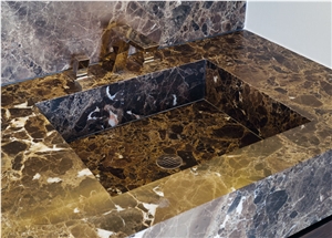 Dark Emperador Marble Vanity Counter Tops, Brown Marble Bath Tops, Countertops