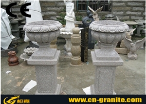 Beautiful Design China Grey Granite Flower Pots Natural Stone Exterior Flower Pots
