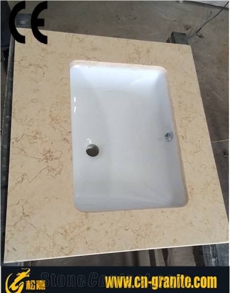 Beige Marble Vanity Countertops Bathroom Tops Beige Marble Vanity Tops with Sink Hole