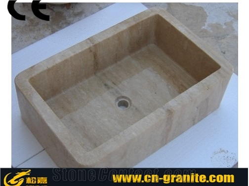 Beige Travertine Farme Sink & Basins Export Medium Beige Travertine Wash Bowls Bathroom Sinks