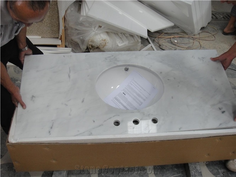 Bianco Carrara Marble Countertops, White Countertops, Bathroom Countertops, Bathroom Vanity Tops