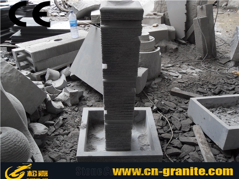 Black China Basalt Stone Garden Fountains Chinese Black Stone Special Design for Indoor Fountain