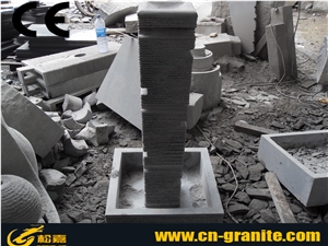 Black China Basalt Stone Garden Fountains Chinese Black Stone Special Design for Indoor Fountain