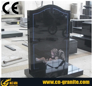 Black Granite Tombstone,Tombstone Design,Western Style Monument,Shanxi Black Granite Single Monument