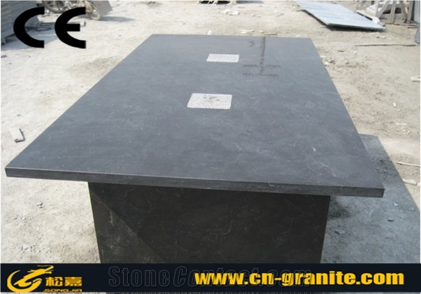 Blue Limestone Table Tops,Chinese Honed Blue Limestone Garden Table & Chair Dining Table Set