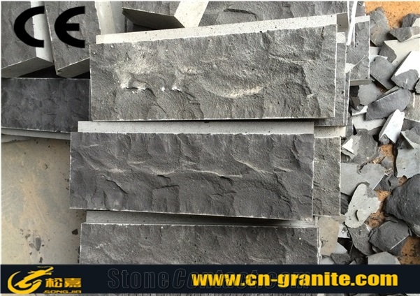 China Black Basalt Mushroom Stone, Wall Cladding Stone, Split Wall Tiles Mushroom Compost