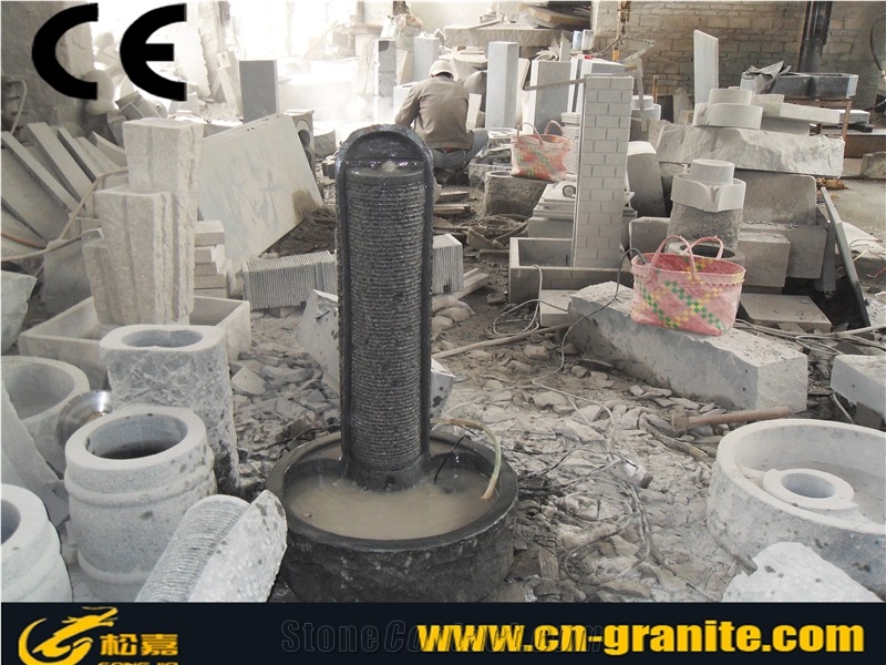 China Black Basalt Stone Garden Fountains Wall Mounted Fountains Black Stone Special Design Water Fountains