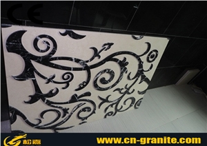 China Black with White Marble Waterjet Medallion Tiles Chinese Marble Square Medallion Waterjet Pattern