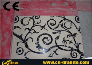 China Black with White Marble Waterjet Medallion Tiles Chinese Marble Square Medallion Waterjet Pattern