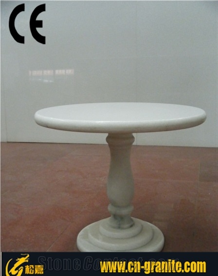 China Crystal White Marble Table,Chinese White Polished Marble Indoor Table Interior Furniture