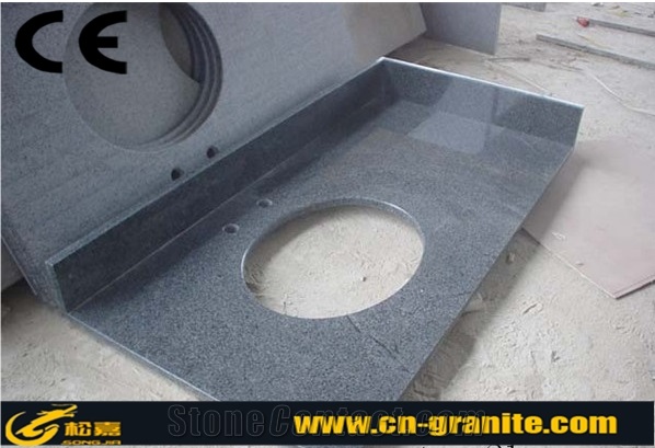 China Dark Grey Granite G654 Vanity Countertops Chinese Polished Natural Stone Bathroom Tops