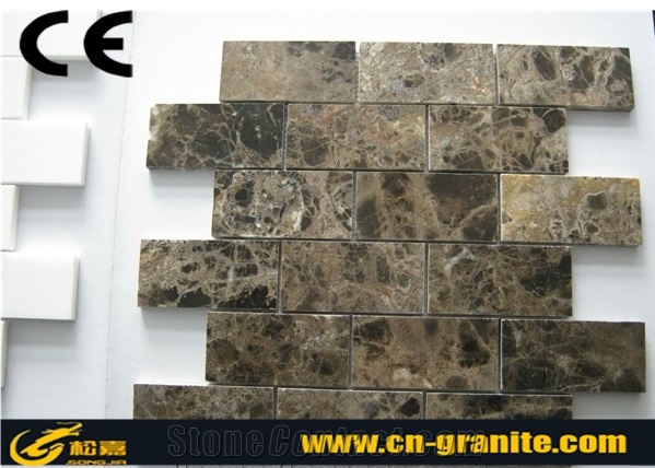 China Emperador Dark Marble Mosaic Culture Stone,Chinese Marble Wall Mosaic and Floor Mosaic