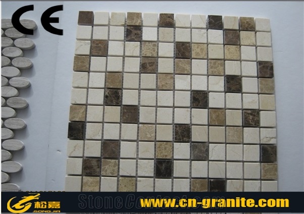 China Emperador Dark Marble Mosaic Culture Stone,Chinese Marble Wall Mosaic and Floor Mosaic