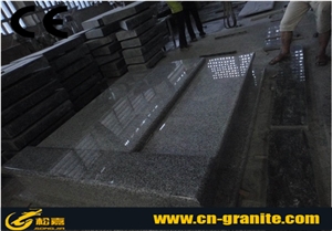 China Granite Grey G623 Polished Tombstones & Monuments, Poland Style Granite Family Monument, Double Tombstone