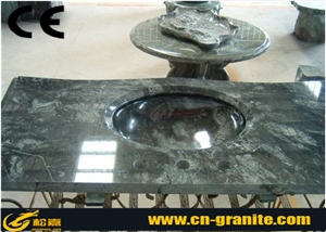 China Green Granite Vanity Countertops Chinese Polished Stone Bathroom Countertops with Sink