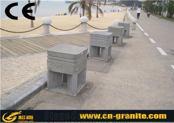 China Grey Flamed Granite Parking Stone Car Stop Stone Chinese Grey Landscaping Natural Stone Exterior & Outdoor Parking Stone