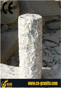 China Grey Granite G603 Outside Stone Palisade Rough Picked Pineapple Surface Gate Columns Stone Pillar