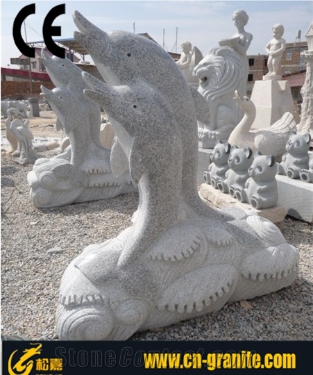 China Grey Granite G603 Sculptured Fountains Grey Chinese Garden Mermaid Water Fountain Natural Surface Fountain