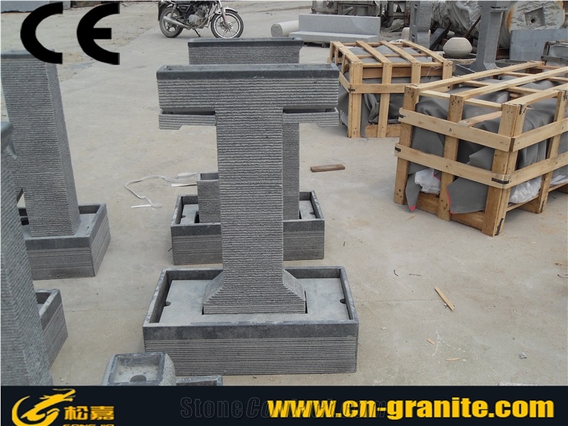 China Grey Granite Stone Water Feature Fountains Fountain Pump with Led Lights Outside Garden Fountain