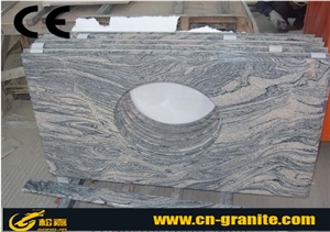 China Juparana Granite Vanity Countertops with Sink,China Juparana Grey Granite Bathroom Countertops Custom Vanity Tops