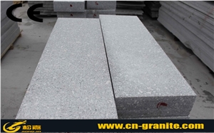 China Light Grey Granite Stairs & Steps,Light Grey G375 Granite Pineapple Stairs,Outside Fine Picked Staircase