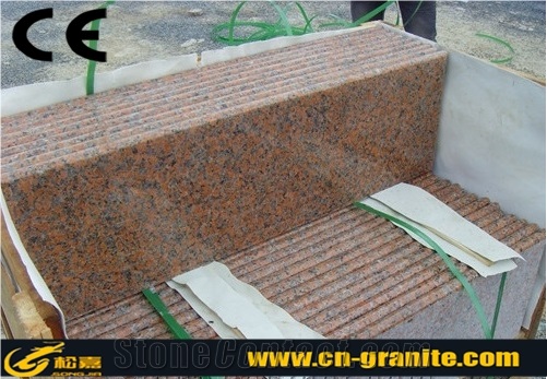 China Maple Red Granite G562 Polished Stairs Surface Polished with Bullnose Red Granite Steps & Stairs