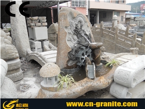 China Natural Sandstone Garden Fountain Yellow Natural Water Features Fountain Exterior Wall Mounted Fountain