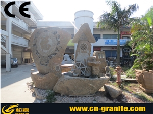 China Natural Stone Water Features Fountain Chocolate Fountain Chinese Yellow Outside Fountain